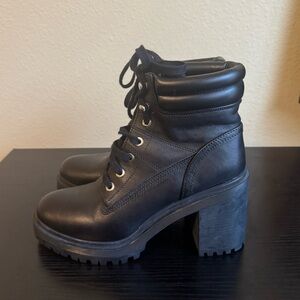Zara lace up combat & moto heel ankle boots